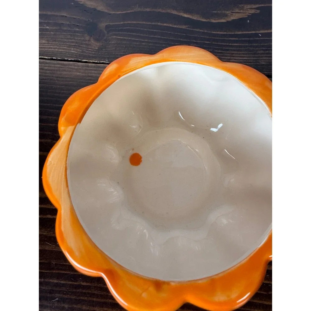 Ceramic Pumpkin‎ Candy Dish with Lid Halloween Decor Jack O Lantern Decoration